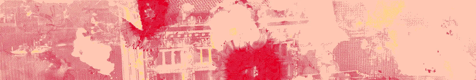 Flowers superimposed on a photograph of a building